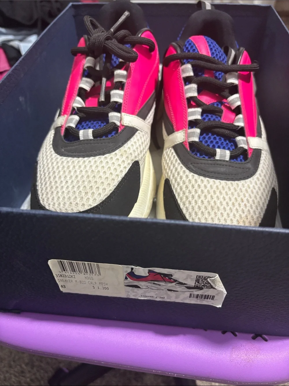 Dior B22 Sneakers Pink Blue White Black EU 43 US 10 Men’s w/ Original Box